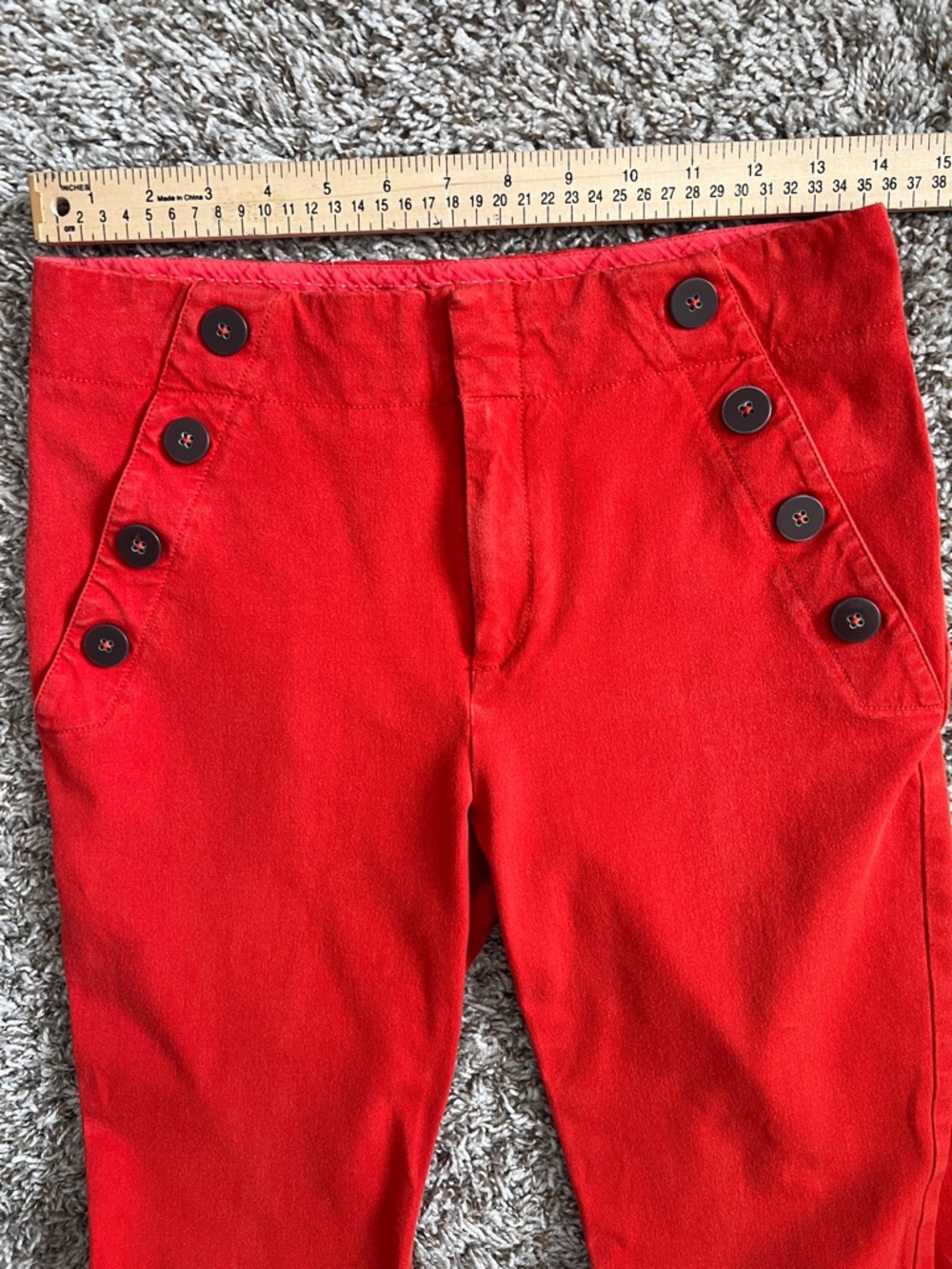 Like New! Anthropologie The Essential Slim Orange Red Button Skinny Cropped 6 - Picture 11 of 13